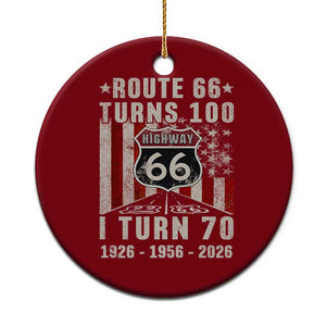 Route Highway 66 Turns 100 I Turn 70 Ceramic Ornament Vintage 1956 Born American Road Sign 70th Birthday Gift