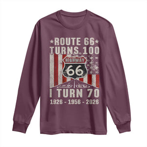 Route Highway 66 Turns 100 I Turn 70 Long Sleeve Shirt Vintage 1956 Born American Road Sign 70th Birthday Gift