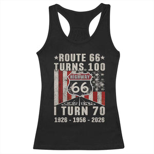 Route Highway 66 Turns 100 I Turn 70 Racerback Tank Top Vintage 1956 Born American Road Sign 70th Birthday Gift