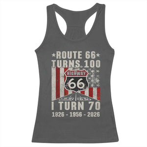 Route Highway 66 Turns 100 I Turn 70 Racerback Tank Top Vintage 1956 Born American Road Sign 70th Birthday Gift