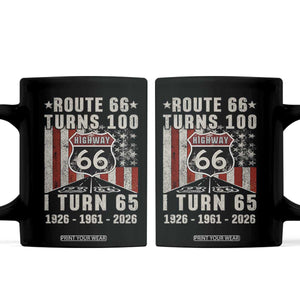 Route Highway 66 Turns 100 I Turn 65 Coffee Mug Vintage 1961 Born American Road Sign 65th Birthday Gift