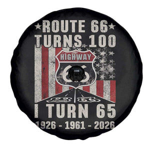 Route Highway 66 Turns 100 I Turn 65 Spare Tire Cover Vintage 1961 Born American Road Sign 65th Birthday Gift