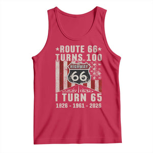 Route Highway 66 Turns 100 I Turn 65 Tank Top Vintage 1961 Born American Road Sign 65th Birthday Gift
