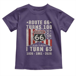 Route Highway 66 Turns 100 I Turn 65 Toddler T Shirt Vintage 1961 Born American Road Sign 65th Birthday Gift