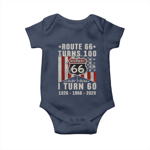 Route Highway 66 Turns 100 I Turn 60 Baby Onesie Vintage 1966 Born American Road Sign 60th Birthday Gift