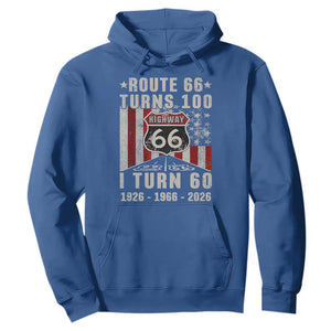 Route Highway 66 Turns 100 I Turn 60 Hoodie Vintage 1966 Born American Road Sign 60th Birthday Gift
