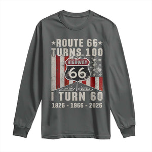 Route Highway 66 Turns 100 I Turn 60 Long Sleeve Shirt Vintage 1966 Born American Road Sign 60th Birthday Gift