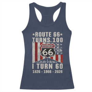 Route Highway 66 Turns 100 I Turn 60 Racerback Tank Top Vintage 1966 Born American Road Sign 60th Birthday Gift
