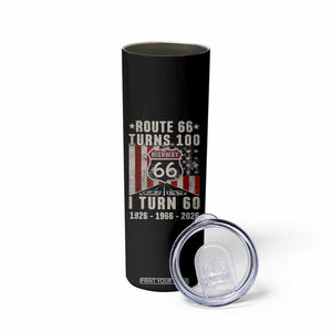 Route Highway 66 Turns 100 I Turn 60 Skinny Tumbler Vintage 1966 Born American Road Sign 60th Birthday Gift