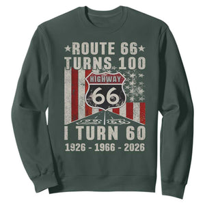 Route Highway 66 Turns 100 I Turn 60 Sweatshirt Vintage 1966 Born American Road Sign 60th Birthday Gift