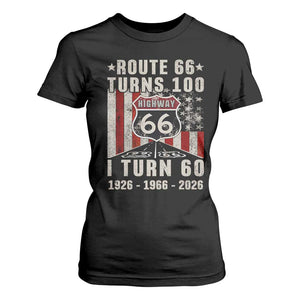Route Highway 66 Turns 100 I Turn 60 T Shirt For Women Vintage 1966 Born American Road Sign 60th Birthday Gift