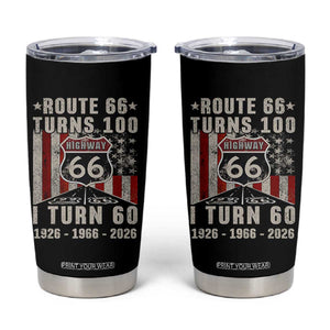 Route Highway 66 Turns 100 I Turn 60 Tumbler Cup Vintage 1966 Born American Road Sign 60th Birthday Gift