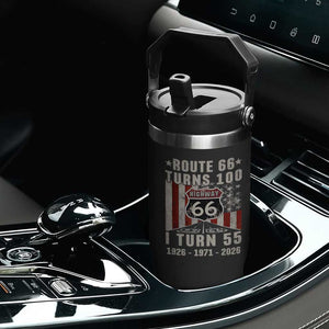 Route Highway 66 Turns 100 I Turn 55 Flip Straw Tumbler Vintage 1971 Born American Road Sign 55th Birthday Gift