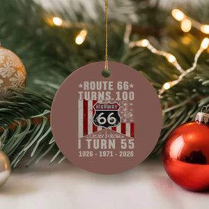Route Highway 66 Turns 100 I Turn 55 Ceramic Ornament Vintage 1971 Born American Road Sign 55th Birthday Gift