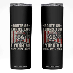 Route Highway 66 Turns 100 I Turn 55 Skinny Tumbler Vintage 1971 Born American Road Sign 55th Birthday Gift