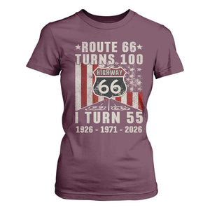 Route Highway 66 Turns 100 I Turn 55 T Shirt For Women Vintage 1971 Born American Road Sign 55th Birthday Gift