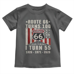 Route Highway 66 Turns 100 I Turn 55 Toddler T Shirt Vintage 1971 Born American Road Sign 55th Birthday Gift