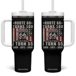 Route Highway 66 Turns 100 I Turn 55 Tumbler With Handle Vintage 1971 Born American Road Sign 55th Birthday Gift
