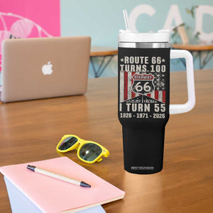 Route Highway 66 Turns 100 I Turn 55 Tumbler With Handle Vintage 1971 Born American Road Sign 55th Birthday Gift