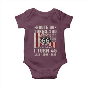Route Highway 66 Turns 100 I Turn 45 Baby Onesie Vintage 1981 Born American Road Sign 45th Birthday Gift