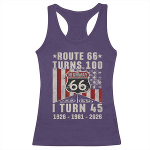 Route Highway 66 Turns 100 I Turn 45 Racerback Tank Top Vintage 1981 Born American Road Sign 45th Birthday Gift
