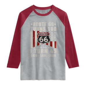 Route Highway 66 Turns 100 I Turn 45 Raglan Shirt Vintage 1981 Born American Road Sign 45th Birthday Gift