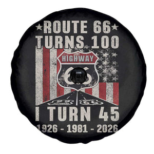 Route Highway 66 Turns 100 I Turn 45 Spare Tire Cover Vintage 1981 Born American Road Sign 45th Birthday Gift