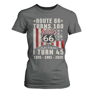 Route Highway 66 Turns 100 I Turn 45 T Shirt For Women Vintage 1981 Born American Road Sign 45th Birthday Gift