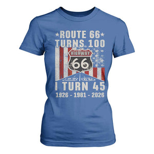 Route Highway 66 Turns 100 I Turn 45 T Shirt For Women Vintage 1981 Born American Road Sign 45th Birthday Gift