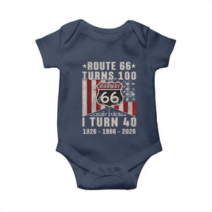 Route Highway 66 Turns 100 I Turn 40 Baby Onesie Vintage 1986 Born American Road Sign 40th Birthday Gift