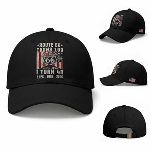 Route Highway 66 Turns 100 I Turn 40 Baseball Cap Vintage 1986 Born American Road Sign 40th Birthday Gift