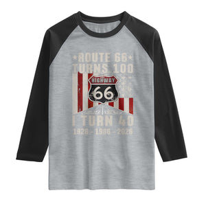 Route Highway 66 Turns 100 I Turn 40 Raglan Shirt Vintage 1986 Born American Road Sign 40th Birthday Gift