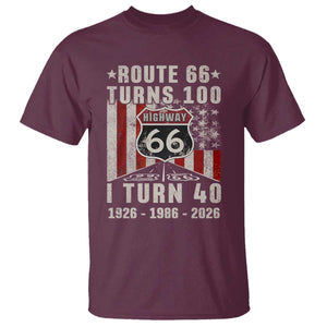 Route Highway 66 Turns 100 I Turn 40 T Shirt Vintage 1986 Born American Road Sign 40th Birthday Gift