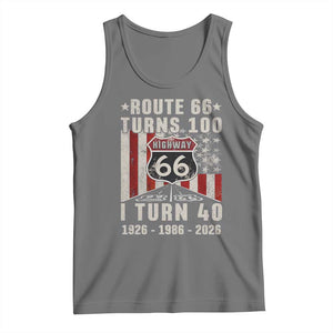 Route Highway 66 Turns 100 I Turn 40 Tank Top Vintage 1986 Born American Road Sign 40th Birthday Gift