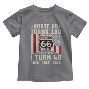 Route Highway 66 Turns 100 I Turn 40 Toddler T Shirt Vintage 1986 Born American Road Sign 40th Birthday Gift