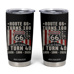 Route Highway 66 Turns 100 I Turn 40 Tumbler Cup Vintage 1986 Born American Road Sign 40th Birthday Gift