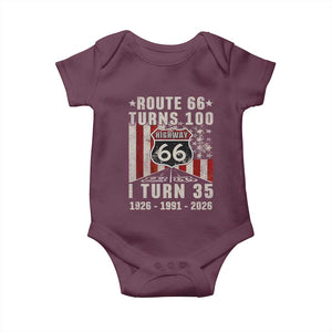 Route Highway 66 Turns 100 I Turn 35 Baby Onesie Vintage 1991 Born American Road Sign 35th Birthday Gift