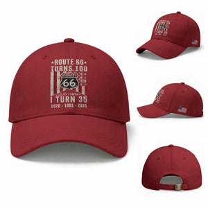Route Highway 66 Turns 100 I Turn 35 Baseball Cap Vintage 1991 Born American Road Sign 35th Birthday Gift