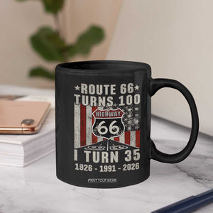 Route Highway 66 Turns 100 I Turn 35 Coffee Mug Vintage 1991 Born American Road Sign 35th Birthday Gift