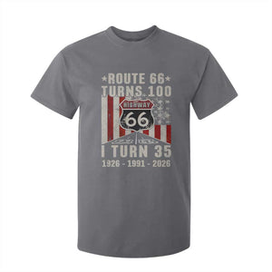 Route Highway 66 Turns 100 I Turn 35 T Shirt For Kid Vintage 1991 Born American Road Sign 35th Birthday Gift