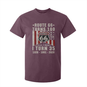 Route Highway 66 Turns 100 I Turn 35 T Shirt For Kid Vintage 1991 Born American Road Sign 35th Birthday Gift