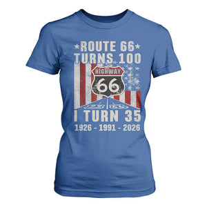 Route Highway 66 Turns 100 I Turn 35 T Shirt For Women Vintage 1991 Born American Road Sign 35th Birthday Gift