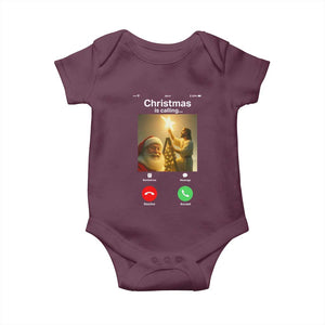 Funny Santa Jesus Video Call Baby Onesie TS14 Maroon Print Your Wear