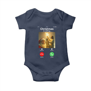 Funny Santa Jesus Video Call Baby Onesie TS14 Navy Print Your Wear