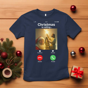 Funny Santa Jesus Video Call T Shirt TS14 Navy Print Your Wear