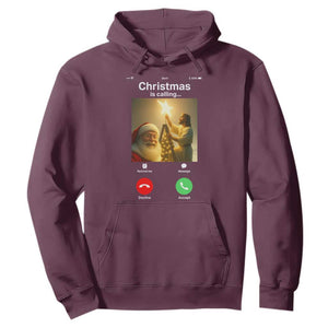 Funny Santa Jesus Video Call Hoodie TS14 Maroon Print Your Wear