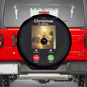 Funny Santa Jesus Video Call Spare Tire Cover TS14 Black Print Your Wear