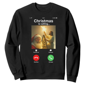Funny Santa Jesus Video Call Sweatshirt TS14 Black Print Your Wear