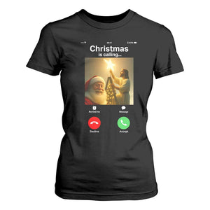 Funny Santa Jesus Video Call T Shirt For Women TS14 Black Print Your Wear