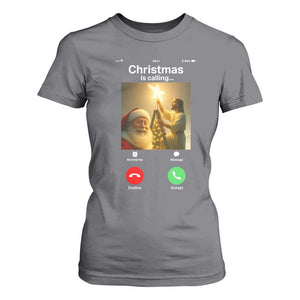 Funny Santa Jesus Video Call T Shirt For Women TS14 Charcoal Print Your Wear